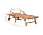 Sun Loungers 2 pcs with Table and Cushion Solid Teak Wood