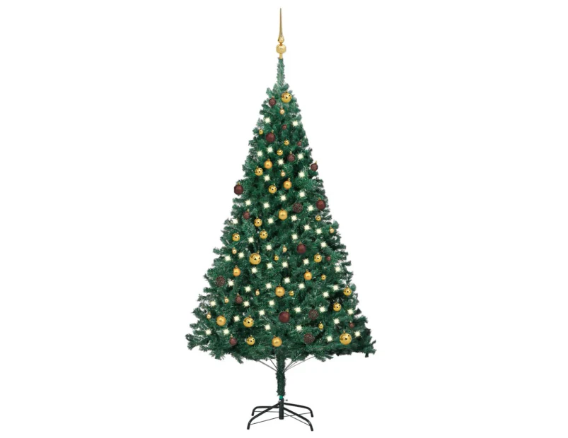 Artificial Pre-lit Christmas Tree with Ball Set Green 210 cm PVC