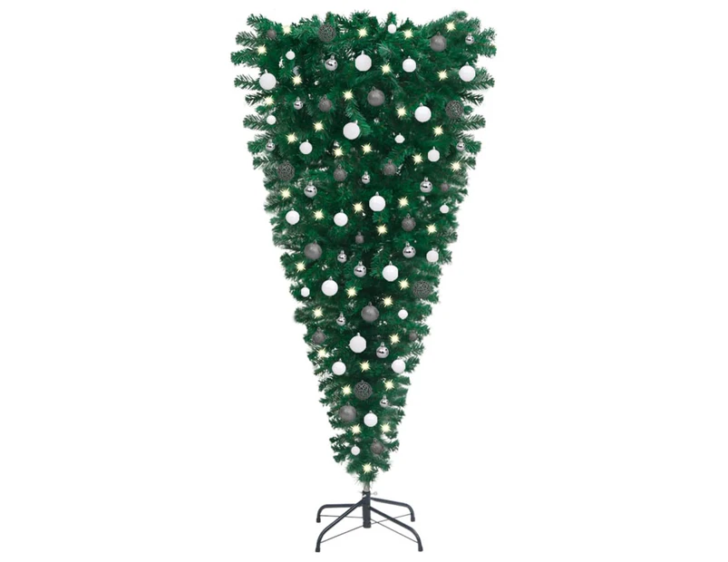 Upside-down Artificial Pre-lit Christmas Tree with Ball Set 120 cm