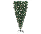 vidaXL Upside-down Artificial Pre-lit Christmas Tree with Ball Set 210 cm