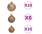 vidaXL Upside-down Artificial Pre-lit Christmas Tree with Ball Set 210 cm