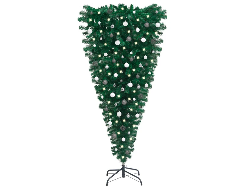 Upside-down Artificial Pre-lit Christmas Tree with Ball Set 180 cm