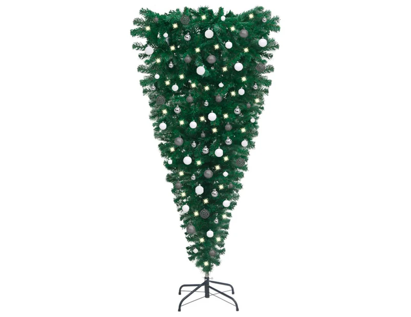 Upside-down Artificial Pre-lit Christmas Tree with Ball Set 150 cm