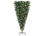 vidaXL Upside-down Artificial Pre-lit Christmas Tree with Ball Set 210 cm