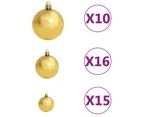 vidaXL Upside-down Artificial Pre-lit Christmas Tree with Ball Set 210 cm