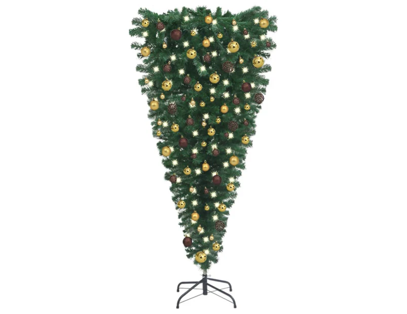 Upside-down Artificial Pre-lit Christmas Tree with Ball Set 240 cm