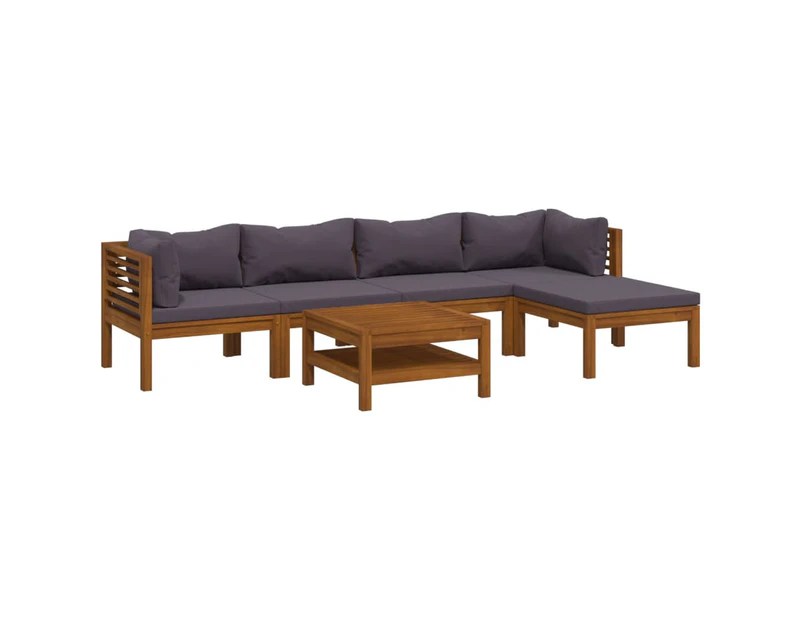 6 Piece Garden Lounge Set with Cushion Solid Acacia Wood