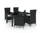 5 Piece Outdoor Dining Set with Cushions Poly Rattan Black