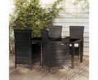 5 Piece Outdoor Dining Set with Cushions Poly Rattan Black