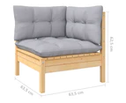 vidaXL 2-Seater Garden Sofa with Grey Cushions Solid Wood Pine