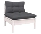 5 Piece Garden Lounge Set with Cushions White Pinewood