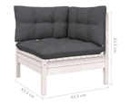 5 Piece Garden Lounge Set with Cushions White Pinewood