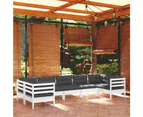 vidaXL 7 Piece Garden Lounge Set with Cushions White Pinewood