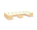 11 Piece Garden Lounge Set with Cream Cushions Pinewood