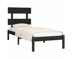 vidaXL Bed Frame Black Solid Wood 92x187 cm Single Size