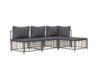 vidaXL 4 Piece Garden Lounge Set with Cushions Anthracite Poly Rattan