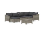 7 Piece Garden Lounge Set with Cushions Grey Poly Rattan