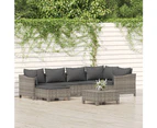 7 Piece Garden Lounge Set with Cushions Grey Poly Rattan