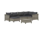 7 Piece Garden Lounge Set with Cushions Grey Poly Rattan