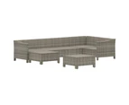 7 Piece Garden Lounge Set with Cushions Grey Poly Rattan