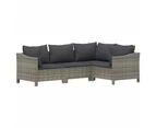 7 Piece Garden Lounge Set with Cushions Grey Poly Rattan