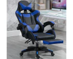 Deluxe Gaming Chair Office Computer Racing Pu Leather Chair Blue