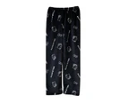 Ladies Women Girls Cartoon Kitty Plush Flannel Pyjama Pants Lounge Bottoms Pajama Trousers Homewear - Black