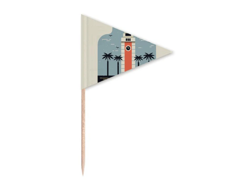 Hong Kong Clock Tower Art Deco  Fashion Toothpick Triangle Cupcake Toppers Flag