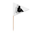 Hot Beautiful Woman Sitting Outline Toothpick Triangle Cupcake Toppers Flag