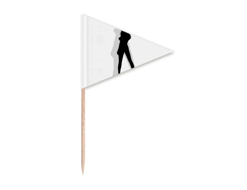 Hot Beautiful Woman Figure Outline Toothpick Triangle Cupcake Toppers Flag