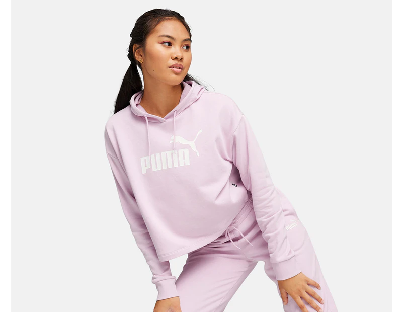 Puma Women's Essentials Cropped Logo Hoodie - Grape Mist