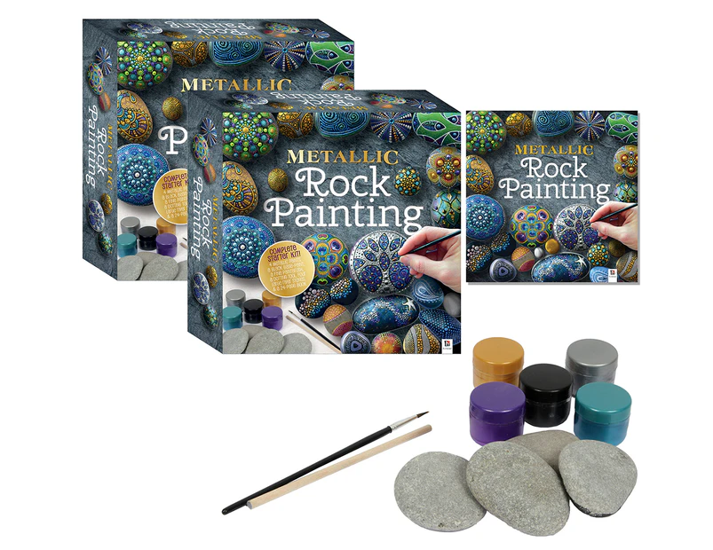 2 x Hinkler Metallic Rock Painting Box Set