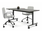 Jasonl Flip Top/Folding Mobile Meeting Room Table - Solana [1200L x 700W] - black leg, dark oak, none