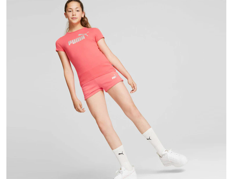 Puma Girls' Essentials+ Shorts - Salmon