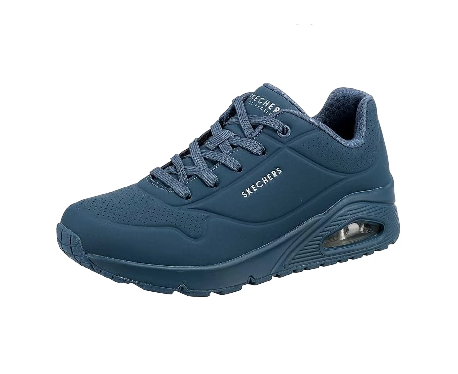 Mens Skechers Uno - Stand On Air Slate Blue Lace Up Sneaker Shoes