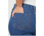 AUTOGRAPH - Plus Size -  Girlfriend Ankle Roll Up Jean - Mid Wash