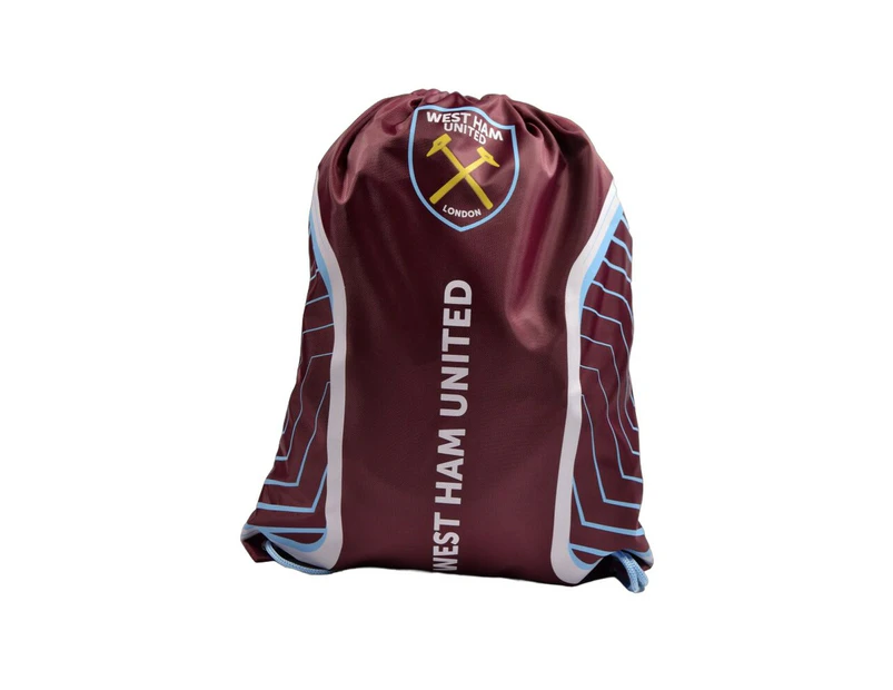 West Ham United FC Crest Drawstring Bag (Claret Red/Sky Blue) - BS3853