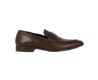 Debenhams Mens Tumbled Leather Loafers (Dark Brown) - DH6306