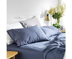 MyHouse Riley Bamboo Cotton Queen Bed Sheet Set Midnight in Blue Bamboo/Cotton
