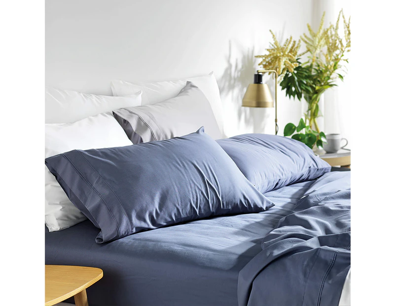 MyHouse Riley Bamboo Cotton Queen Bed Sheet Set Midnight in Blue Bamboo/Cotton