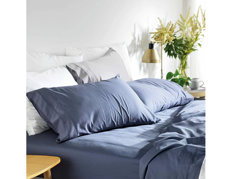 MyHouse Riley Bamboo Cotton Bed Sheet Set Midnight Blue Bamboo/Cotton  - Midnight Blue - Single