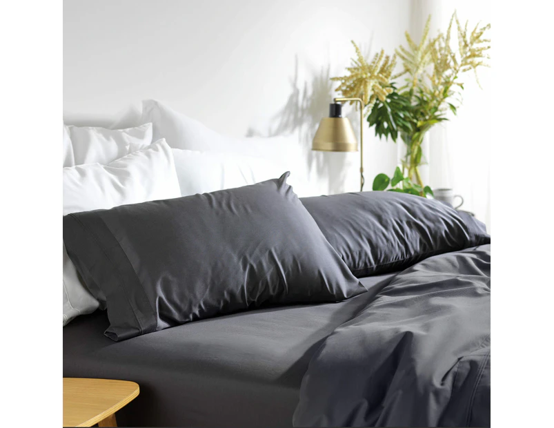 MyHouse Riley Bamboo Cotton Queen Bed Sheet Set Graphite Bamboo/Cotton