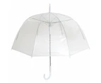 Ladies/Womens Plain Transparent Dome Automatic Umbrella (White) - UM139