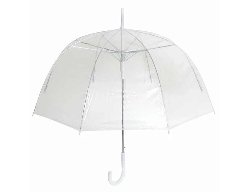 Ladies/Womens Plain Transparent Dome Automatic Umbrella (White) - UM139