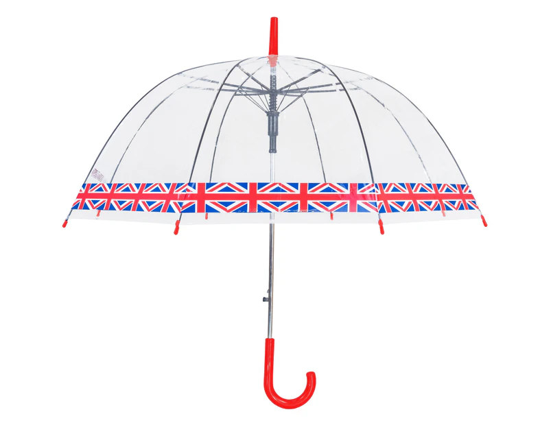 X-Brella Union Jack Trim Dome Umbrella (Clear/Red) - UT1496