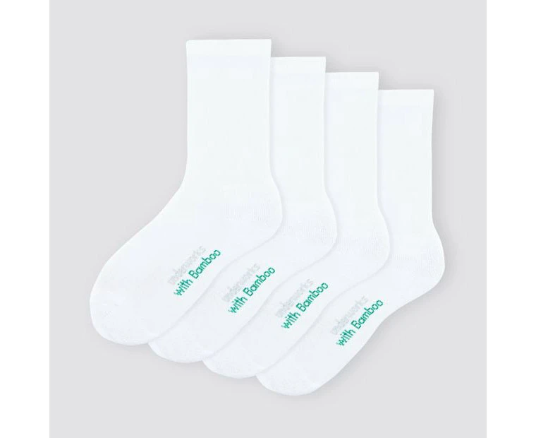 Underworks Kids School Cushioned Sole Crew 4 Pack - White