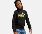Puma Boys' Essentials 2-Colour Big Logo Hoodie - Puma Black/Lime Sheen
