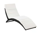 vidaXL Folding Sun Lounger with Cushion Poly Rattan Black