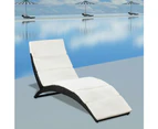 Folding Sun Lounger with Cushion Poly Rattan Black