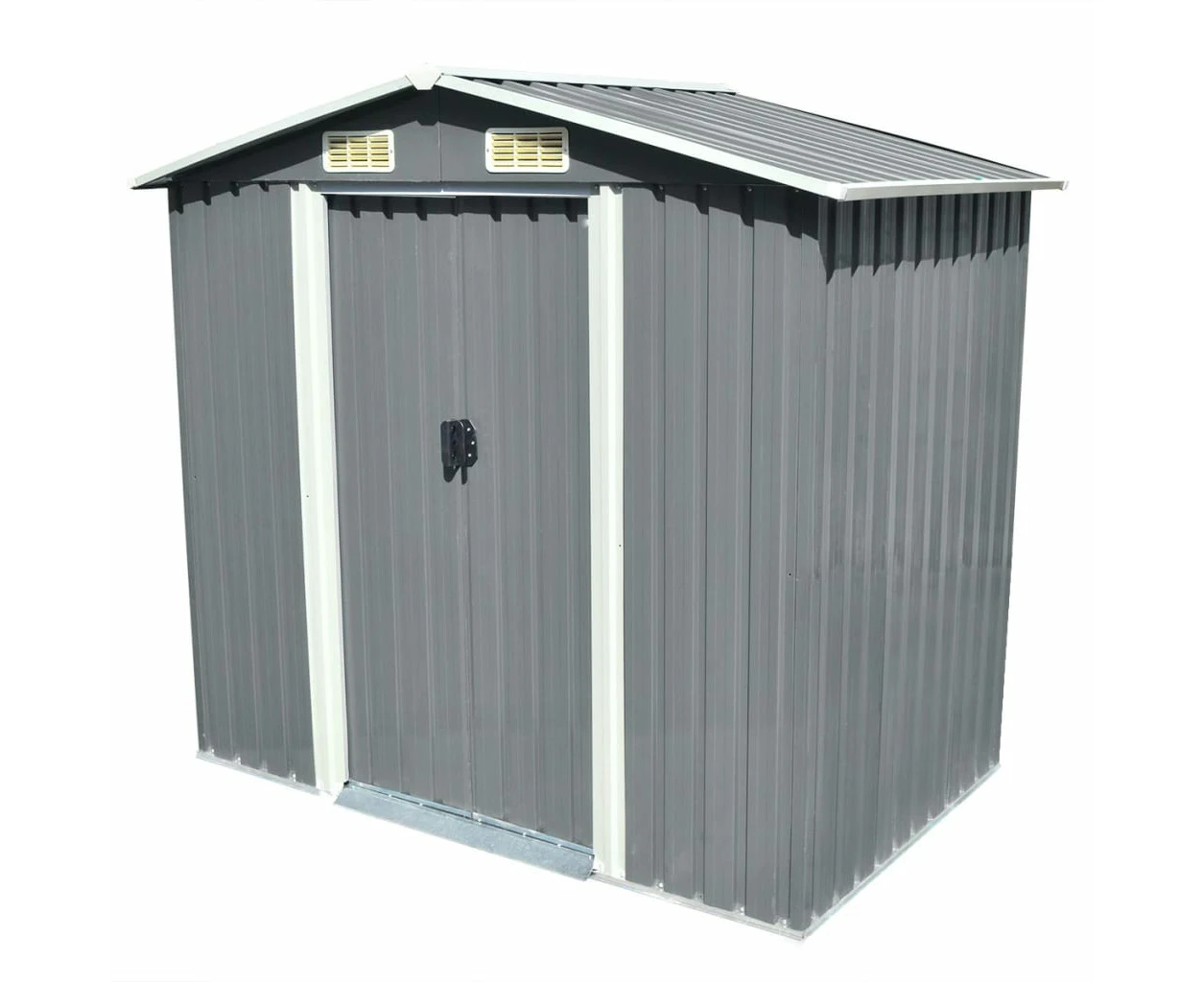 vidaXL Garden Storage Shed Grey Metal 204x132x186 cm